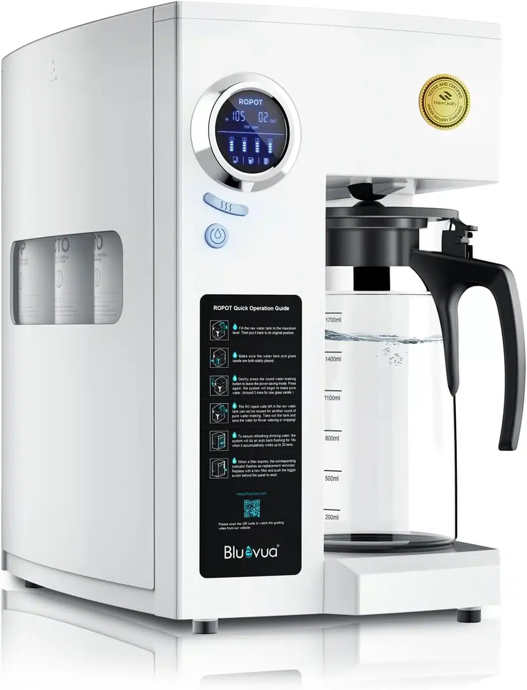 Bluevua RO100ROPOT Countertop Reverse product view on a plain background