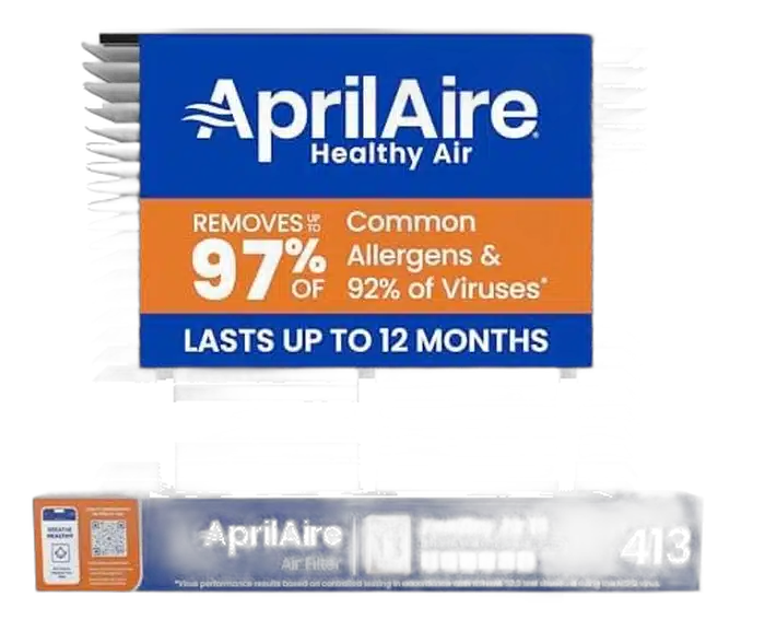 Genuine AprilAire 413 MERV product view on a plain background
