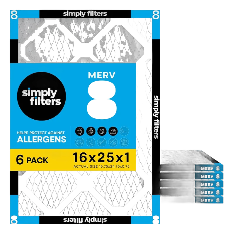 Simply 16x25x1 MERV 8 product view on a plain background