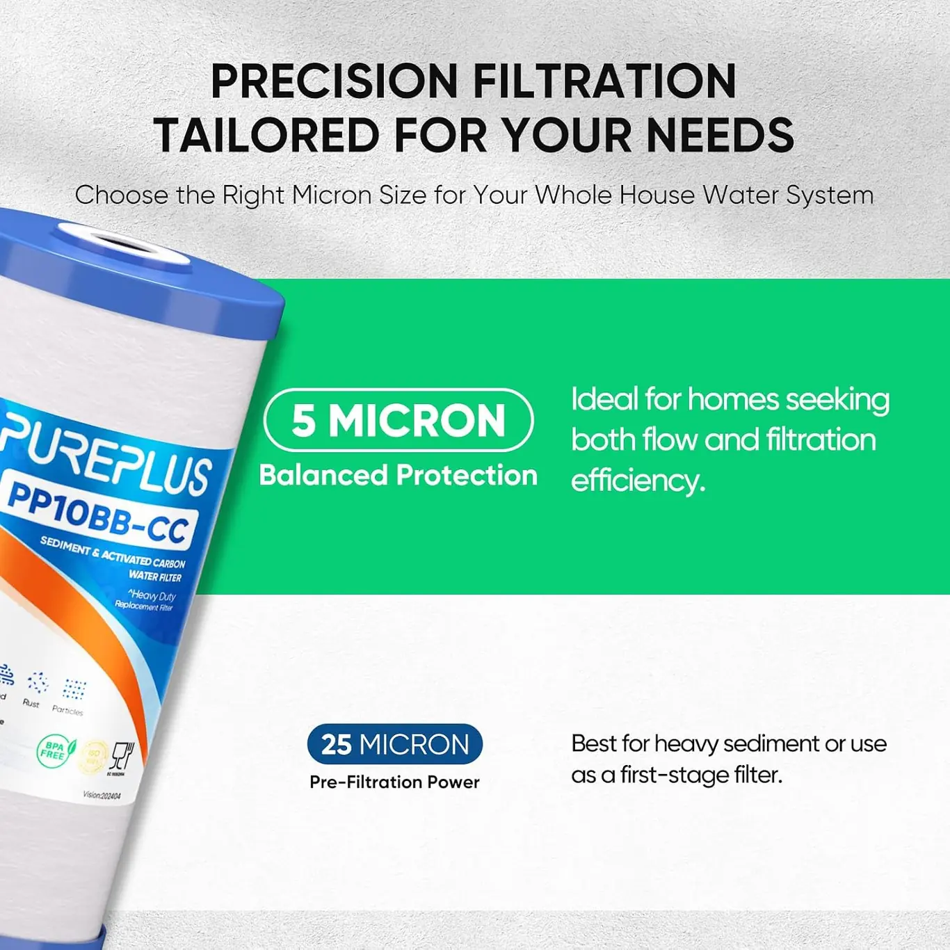pureplus water filter product view on a plain background