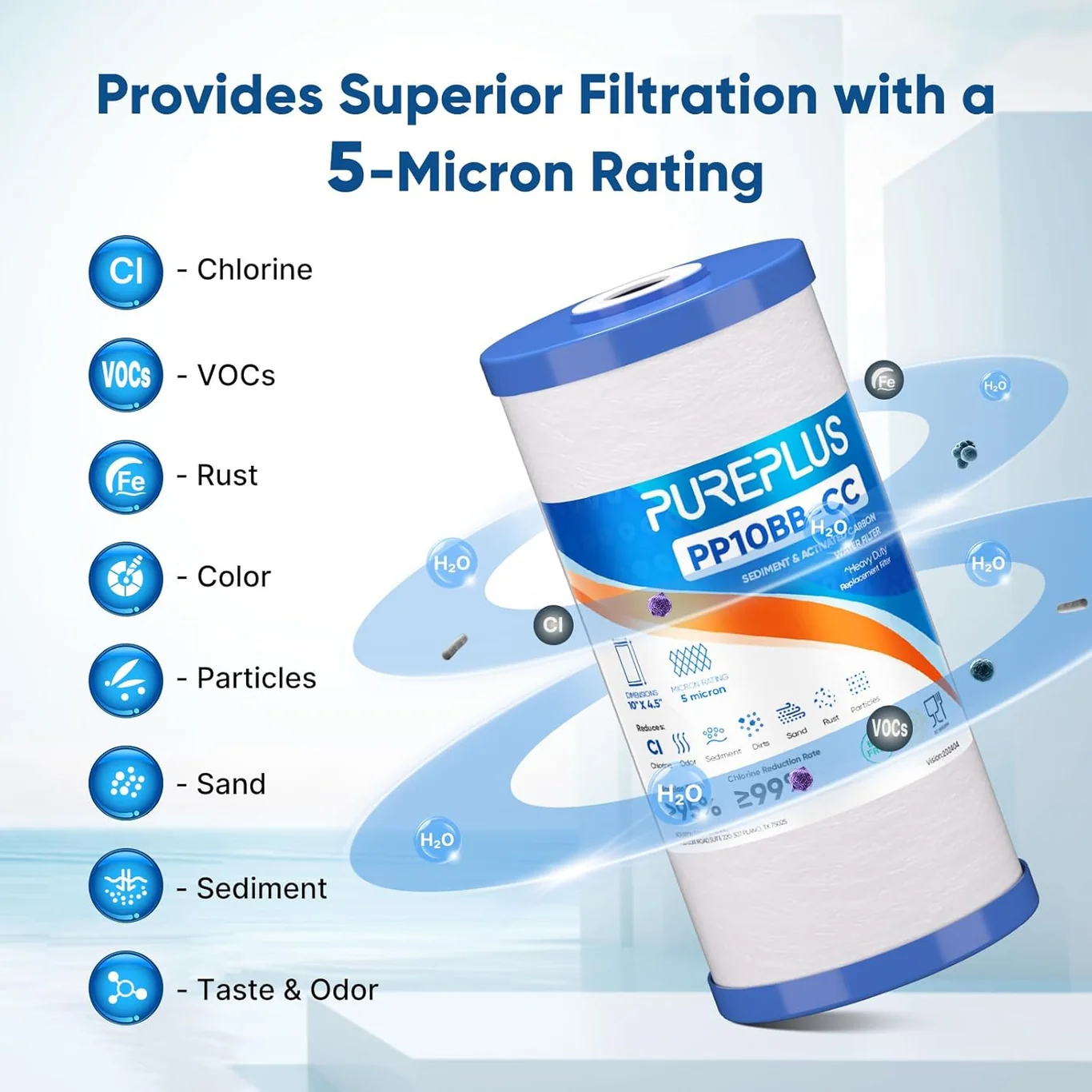 pureplus water filter product view on a plain background