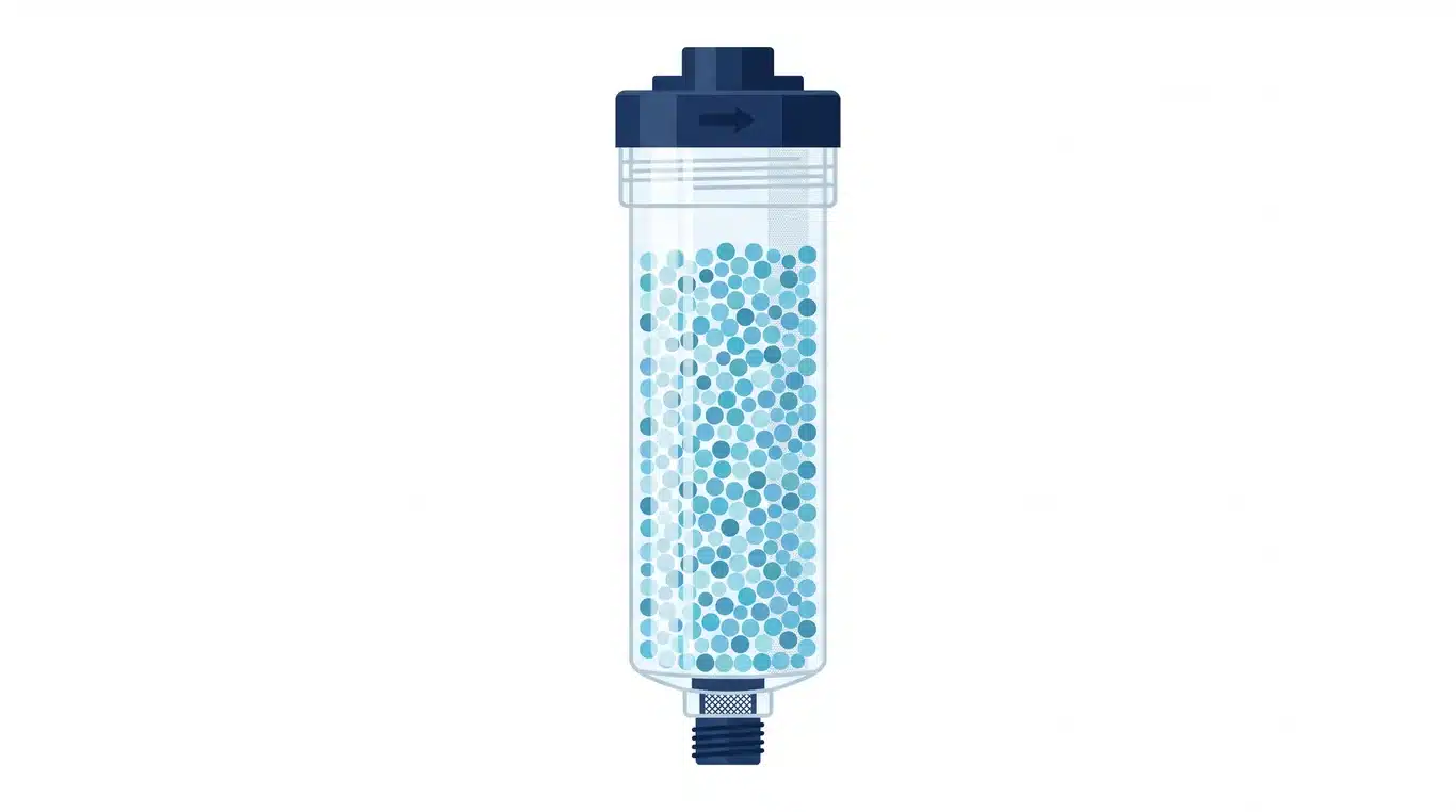 Mineral beads visible inside a clear remineralization cartridge