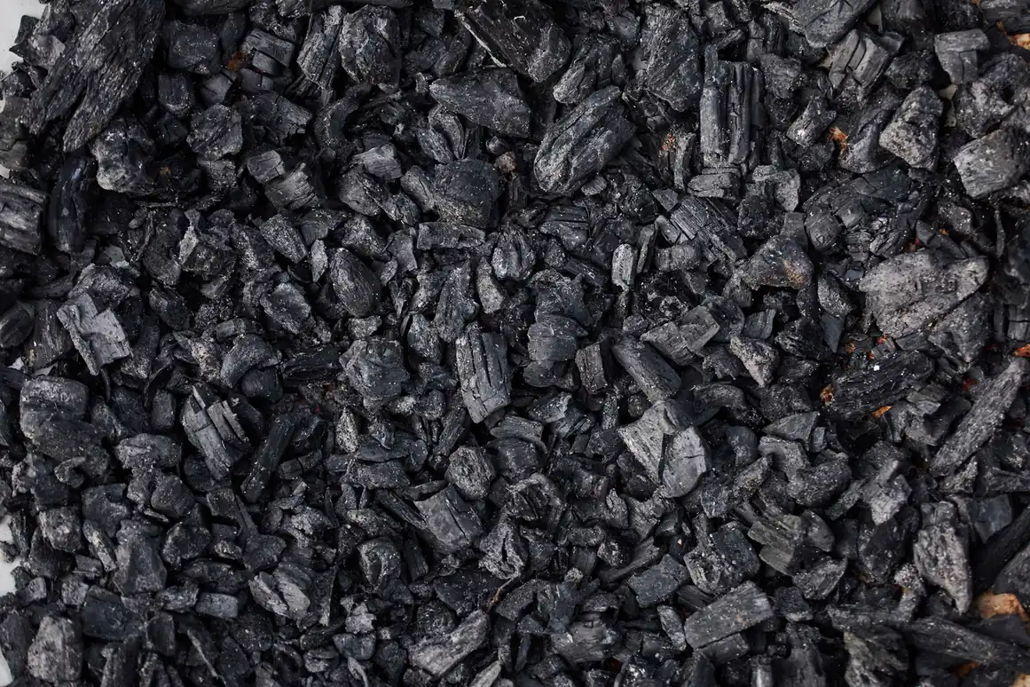 Close-up of activated carbon granules used inside a pitcher filter cartridge
